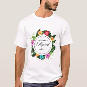 Camiseta Vibes tropicales de verano: diseño de circulo flor