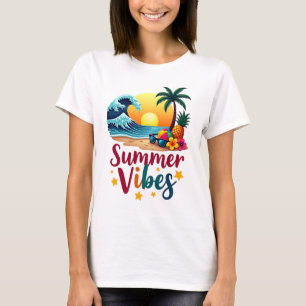 Camiseta Vibes tropicales de verano - Puesta de sol en la p