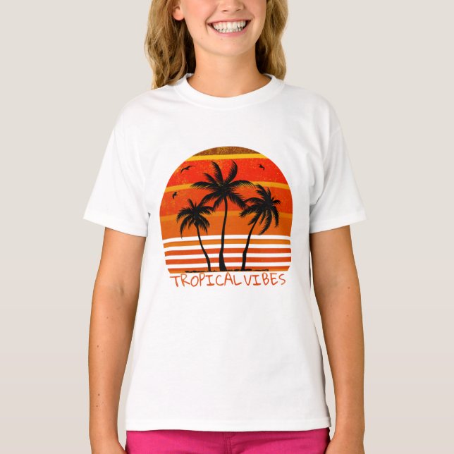 Camiseta Vibes tropicales, playa de Sunset (Anverso)