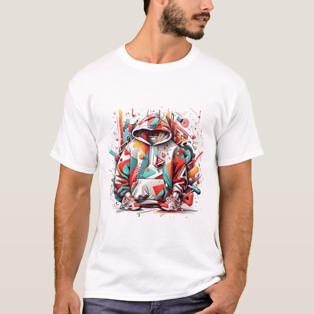 Camiseta Vibes urbanas, fusión de ropa de calle festiva (Anverso)