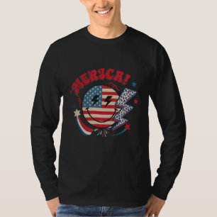 Camiseta Vibra América Cara Sonriente Lindo USA Bandera Ame