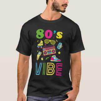Camiseta Vibra de los 80 Atuendo para fiesta temática de mo