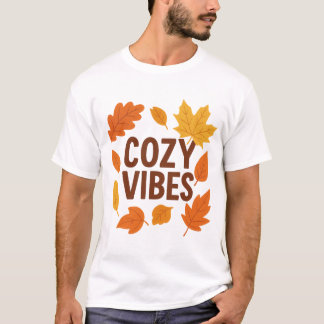Camiseta Vibraciones Acogedoras Estética de Otoño | Hojas C
