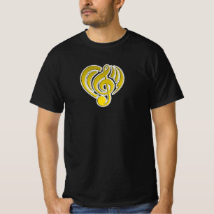 Camiseta Vibraciones Amor Musical Corazón Amarillo Nota Mus