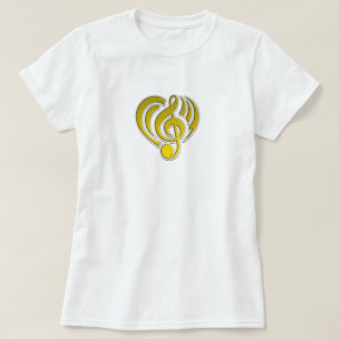 Camiseta Vibraciones Amor Musical Corazón Amarillo Nota Mus