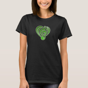 Camiseta Vibraciones Amor Musical Corazón Verde Nota Musica