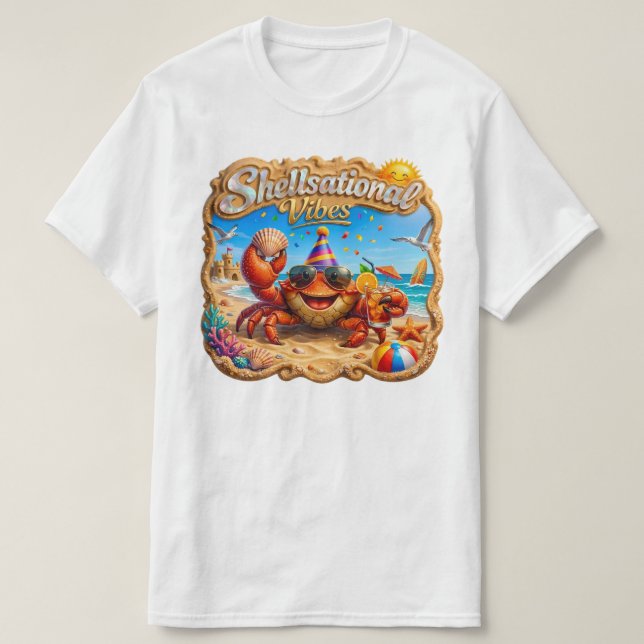 Camiseta Vibraciones Conchiles – Arte Playero Alegre de Can (Diseño del anverso)