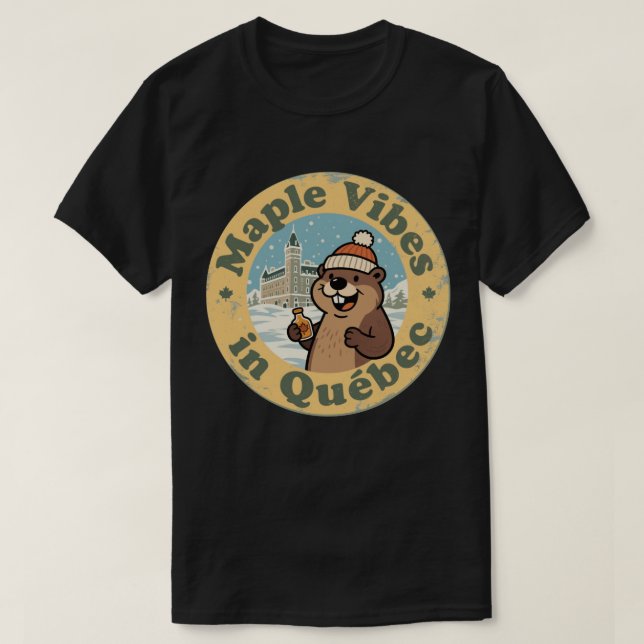 Camiseta Vibraciones de Arce en Québec con un Castor Divert (Diseño del anverso)