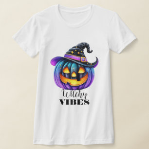 Camiseta Vibraciones de bruja Calabaza negra de bruja