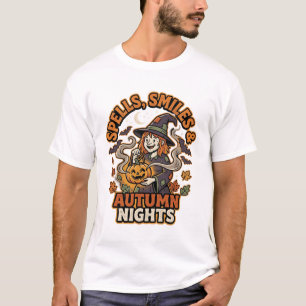 Camiseta Vibraciones de Bruja de Calabaza de Halloween
