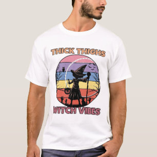 Camiseta Vibraciones de bruja de muslos gruesos Halloween P
