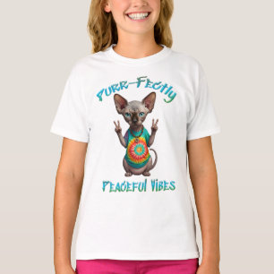 Camiseta Vibraciones de gatito boho hippie pacíficas