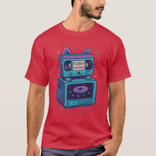 Camiseta Vibraciones de gato retro vintage peludo 80s 90s v