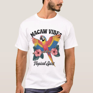 Camiseta Vibraciones de Guacamayo Arte Retro Tropical Color