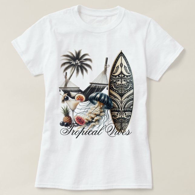 Camiseta Vibraciones de la playa (Diseño del anverso)