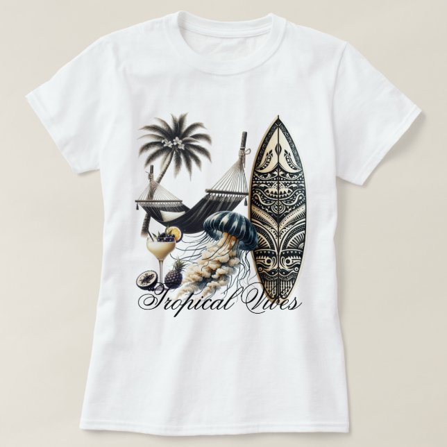 Camiseta Vibraciones de la playa (Diseño del anverso)
