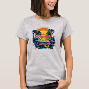 Camiseta Vibraciones de las Bahamas Puesta de sol retro