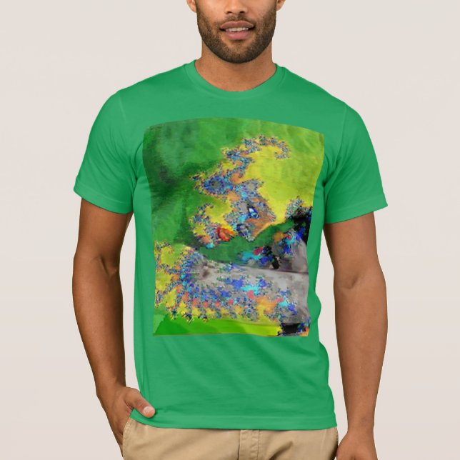 CAMISETA VIBRACIONES DE MATERIA, SEÑORA EN FRACTALES AMARIL (Anverso)