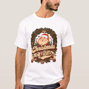 Camiseta Vibraciones de Navidad Santa Claus Corona Campanas