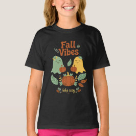Camiseta Vibraciones de Otoño Boho Fantasmas Calabazas Hoja