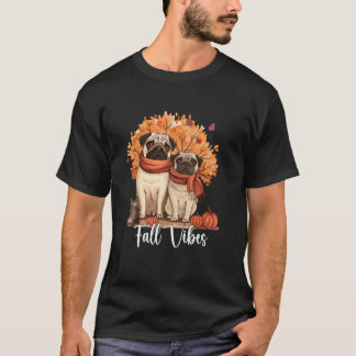 Camiseta Vibraciones de Otoño Hojas de Otoño Calabaza y Ama