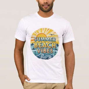 Camiseta Vibraciones de playa de verano con puesta de sol r