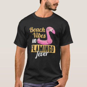 Camiseta Vibraciones de Playa y Fiebre de Pájaro Rosa Flame