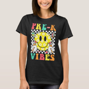 Camiseta Vibraciones de pre-k cara sonriente retro maestro 