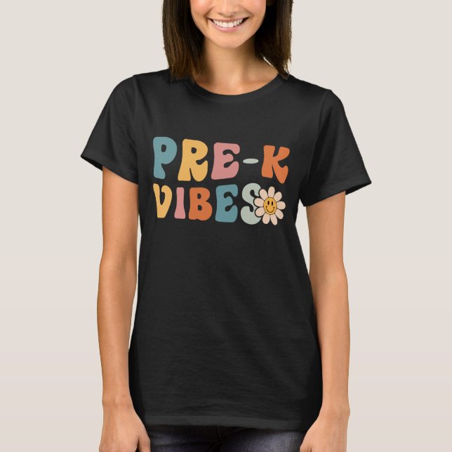 Camiseta Vibraciones de pre-k el primer día de escuela para (Anverso)