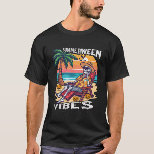 Camiseta Vibraciones de Summerween Esqueleto de Halloween