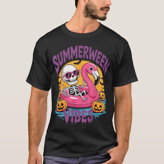 Camiseta Vibraciones de Summerween Esqueleto Flamenco Espel (Anverso)