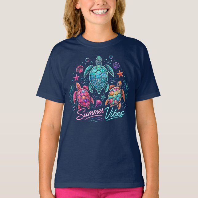 Camiseta Vibraciones de verano de tortugas (Anverso)