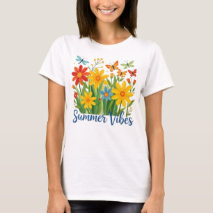 Camiseta Vibraciones de Verano Floral con Mariposas-64534
