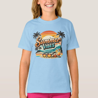 Camiseta Vibraciones de Verano Playa Retro Tropical Vacacio