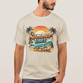 Camiseta Vibraciones de Verano Playa Retro Tropical Vacacio