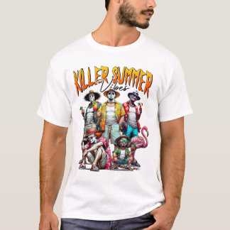 Camiseta Vibraciones divertidas de verano de terror vintage
