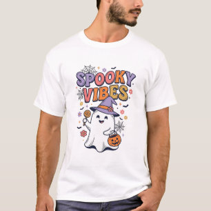 Camiseta Vibraciones Espeluznantes Fantasma Lindo Diseño Vi