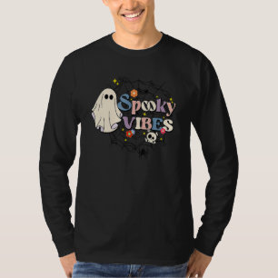 Camiseta Vibraciones Espeluznantes Florales Retro Groovy Fa