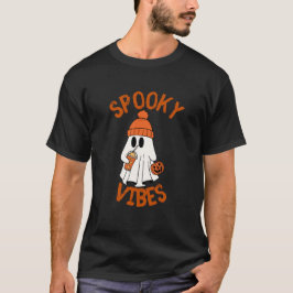 Camiseta vibraciones espeluznantes Halloween fantasma lindo