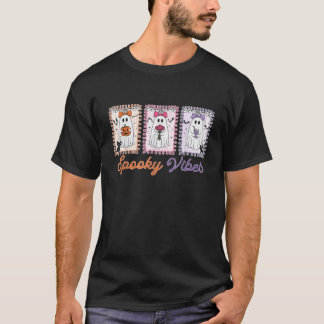 Camiseta Vibraciones Espeluznantes Retro Fantasma Halloween