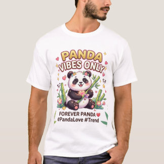 Camiseta Vibraciones Lindas de Panda Kawaii - Floral Estéti