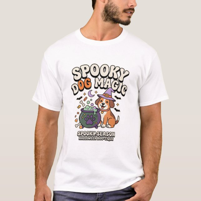 Camiseta Vibraciones mágicas de perro de Halloween (Anverso)