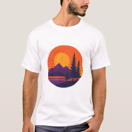 Camiseta Vibraciones Retro de la Naturaleza en el Atardecer