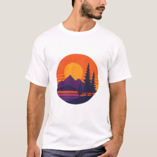 Camiseta Vibraciones Retro de la Naturaleza en el Atardecer