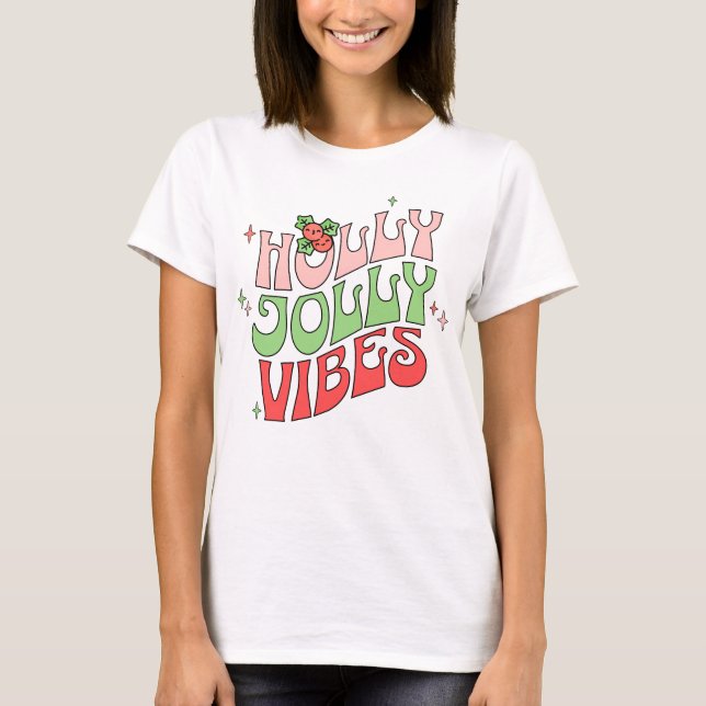 Camiseta Vibraciones Retro de una Alegre Navidad (Anverso)