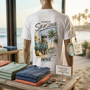 Camiseta Vibraciones Retro de Verano de Gato Surfista de lo