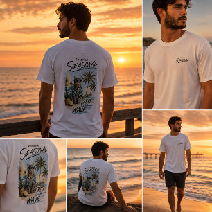 Camiseta Vibraciones Retro de Verano de Gato Surfista de lo