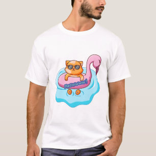 Camiseta vibraciones veraniegas de la piscina de gatos   di