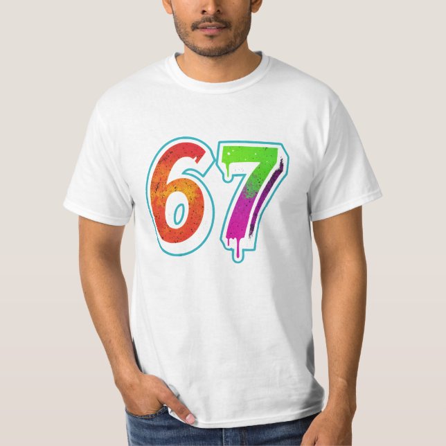 Camiseta  Vibrant 67 Art – Hand-Painted Number Design  (Anverso)