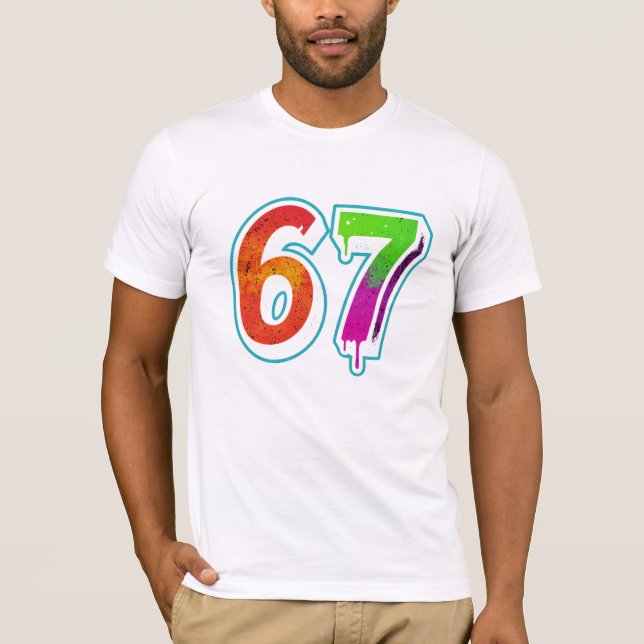 Camiseta  Vibrant 67 Art – Hand-Painted Number Design  (Anverso)